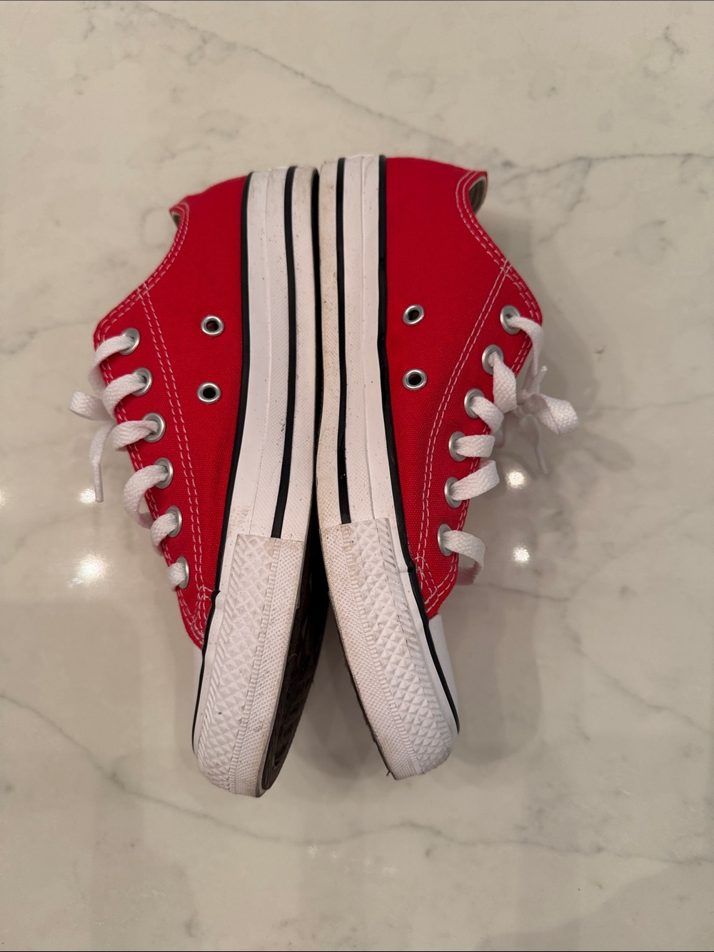 Converse Red and White Kids Low-Top Canvas Sneakers - Picture 2 of 5